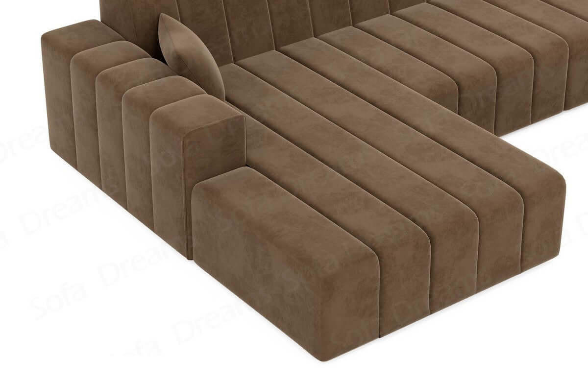 WOHNLANDSCHAFT Astra Braun Samtstoff - Braun, Kunststoff (326/73/186cm)