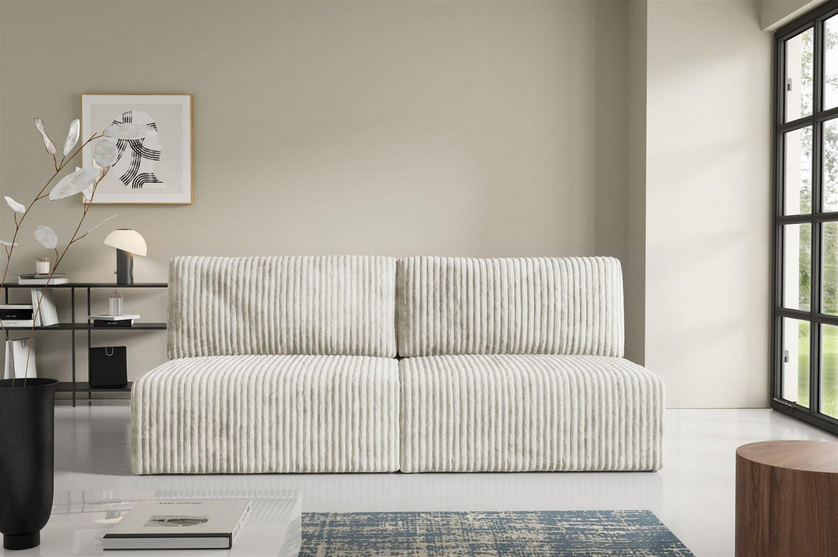 SCHLAFSOFA Natalia Xs - Creme, Holzwerkstoff/Textil (216/85/105cm) - Fun Möbel