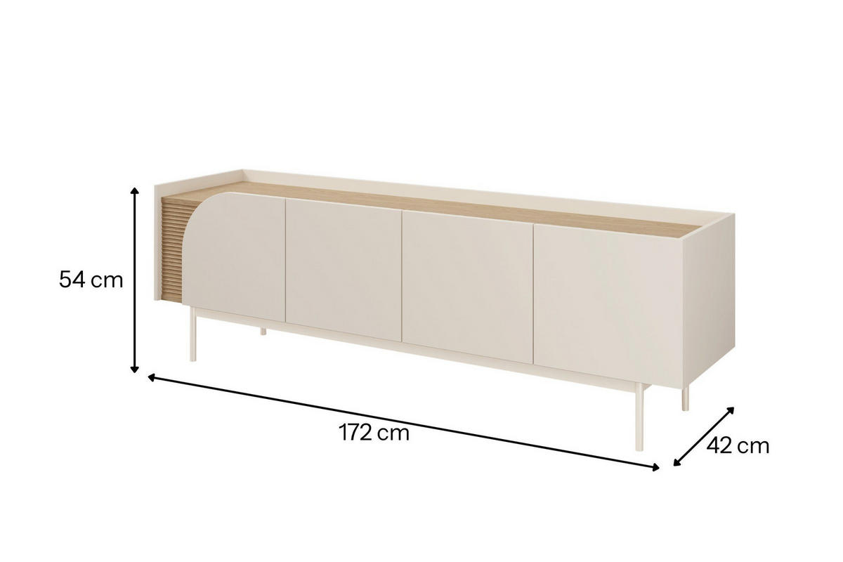 TV-LOWBOARD CARLO 09 172/54/42 cm in Macadamia / Frühlingseiche - Kaschmir, Holzwerkstoff (172/54/42cm) - Deine Möbel 24