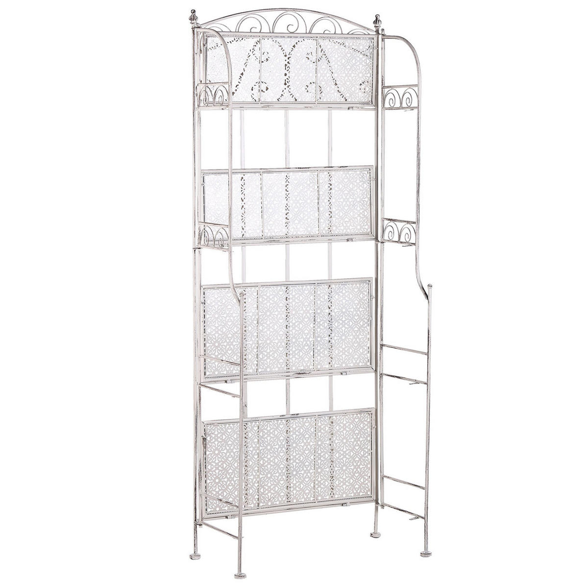GARTENREGAL weiß Metall 4 Ablageflächen klappbar Padua - Weiß, Metall (61/156/32cm) - Beliani