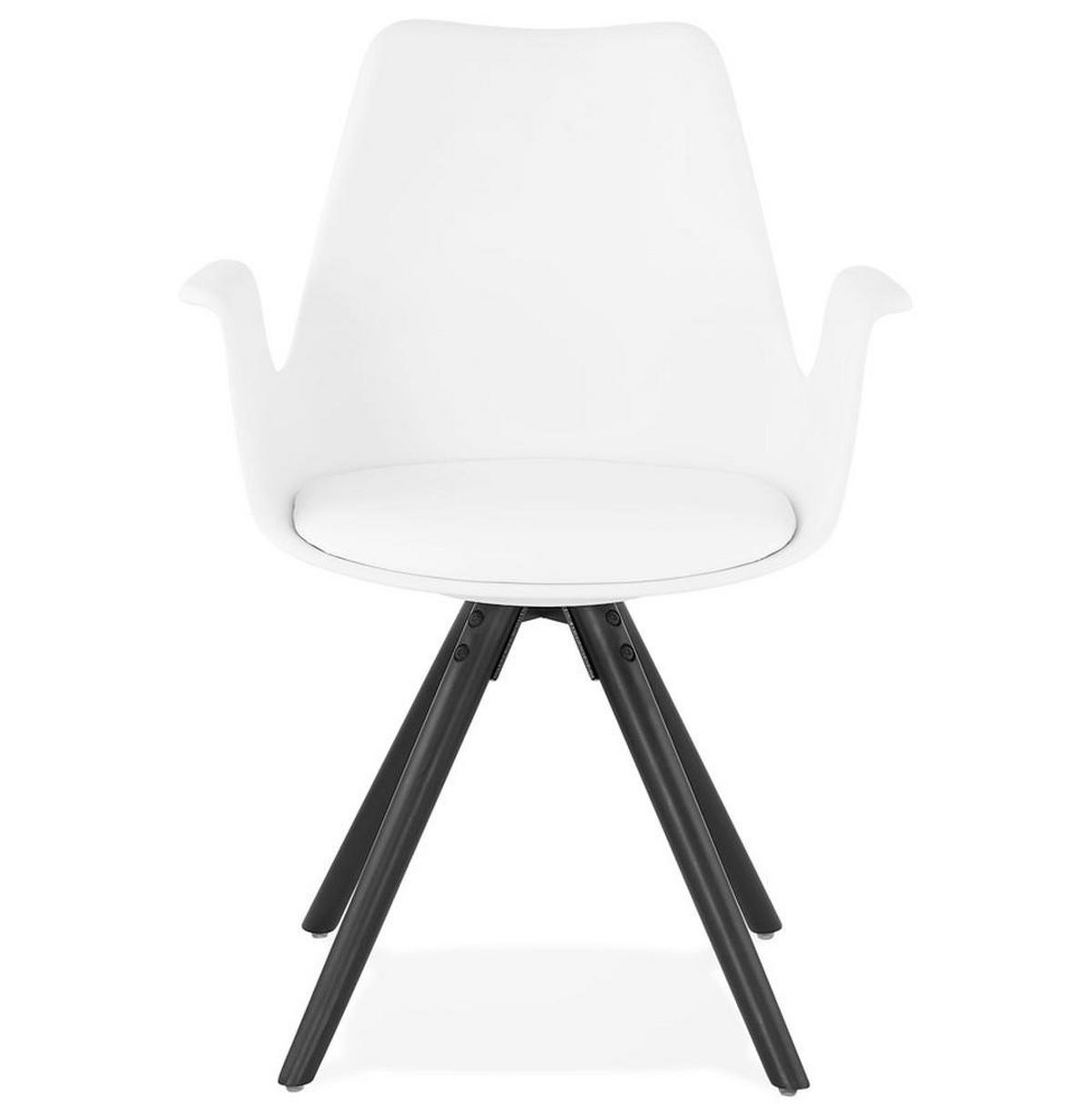 ESSZIMMERSTUHL Kunststoff und Holz im Skandinavischen Stil, Weiß-Schwarz 58,5x50x82 cm - Schwarz/Weiß, Kunststoff/Buchenholz (50/82/59cm) - KADIMA DESIGN