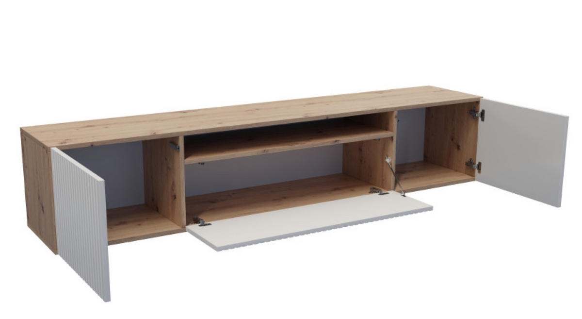 TV-SCHRANK Weiß Marco Hängend Mit Gefrästen Fronten - Weiß, Holzwerkstoff (200/40/41cm) - Sepro Meble