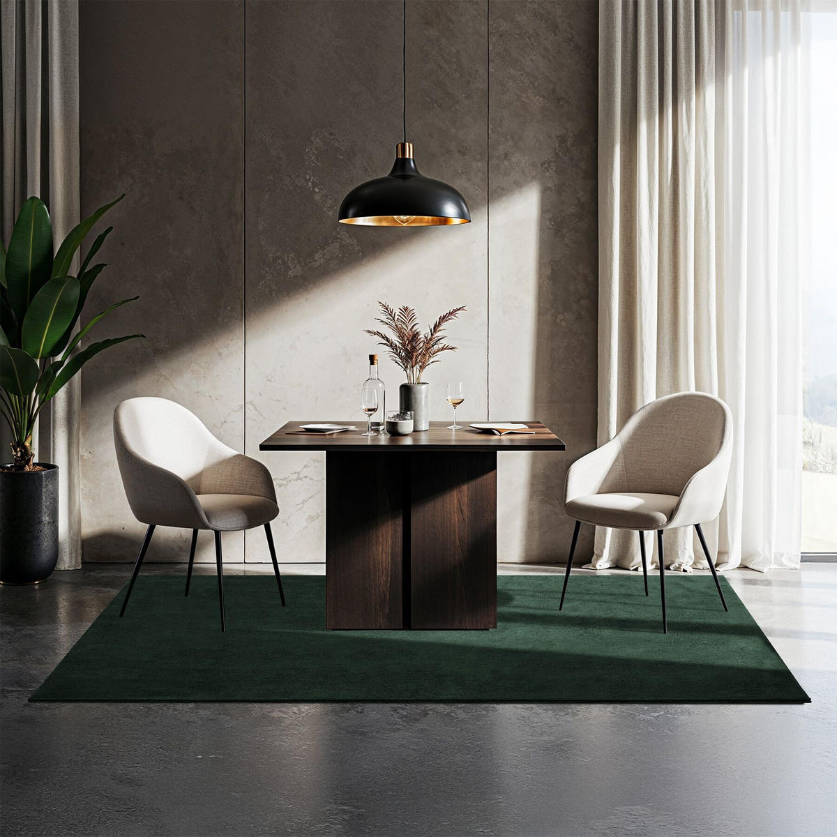 KURZFLORTEPPICH Soft Zone,rutschfeste Unterseite,grün - Grün, Kunststoff (170/120cm) - tectake