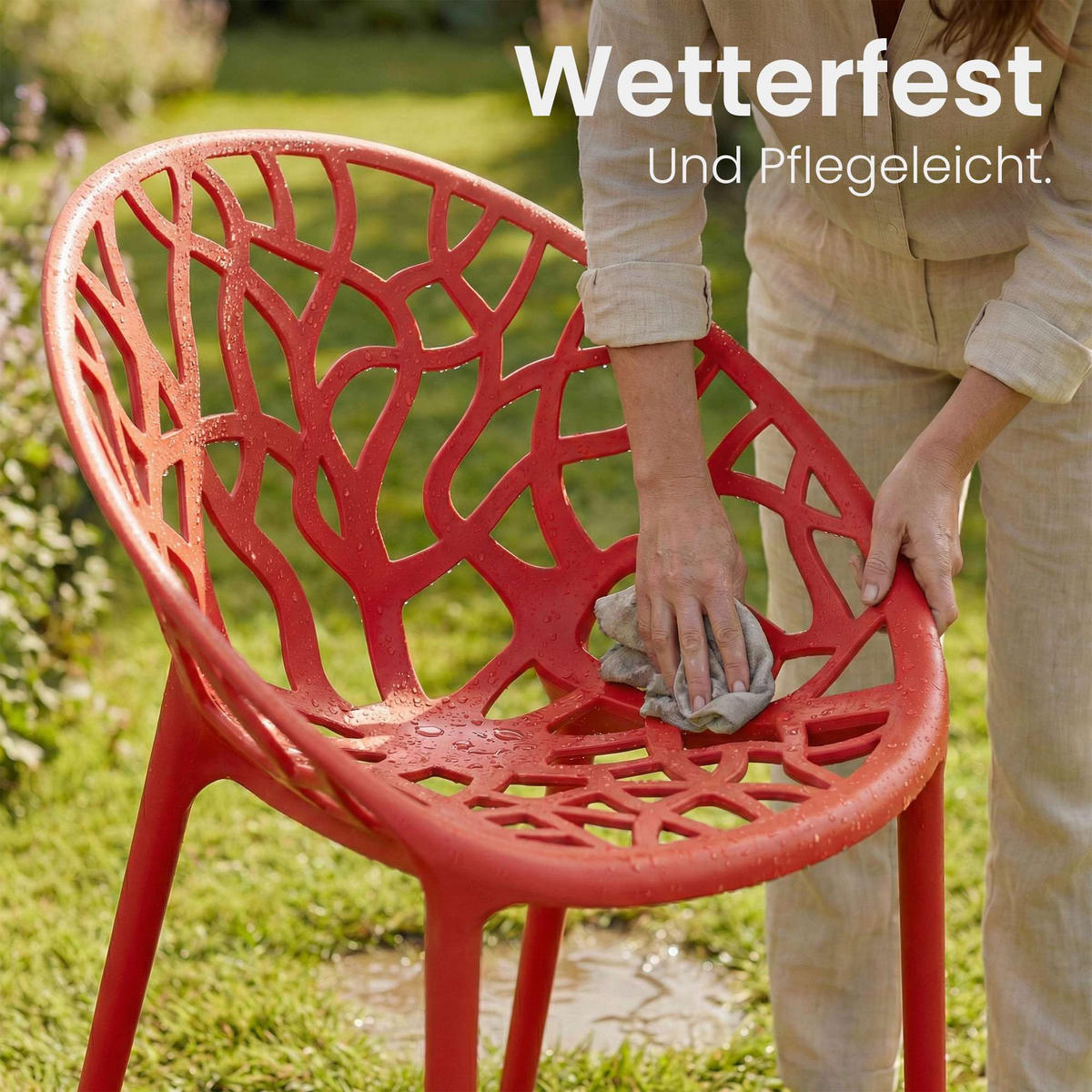 GARTENSTUHL Kunststoff Rot - Rot, Kunststoff (59/80/60cm) - CLP
