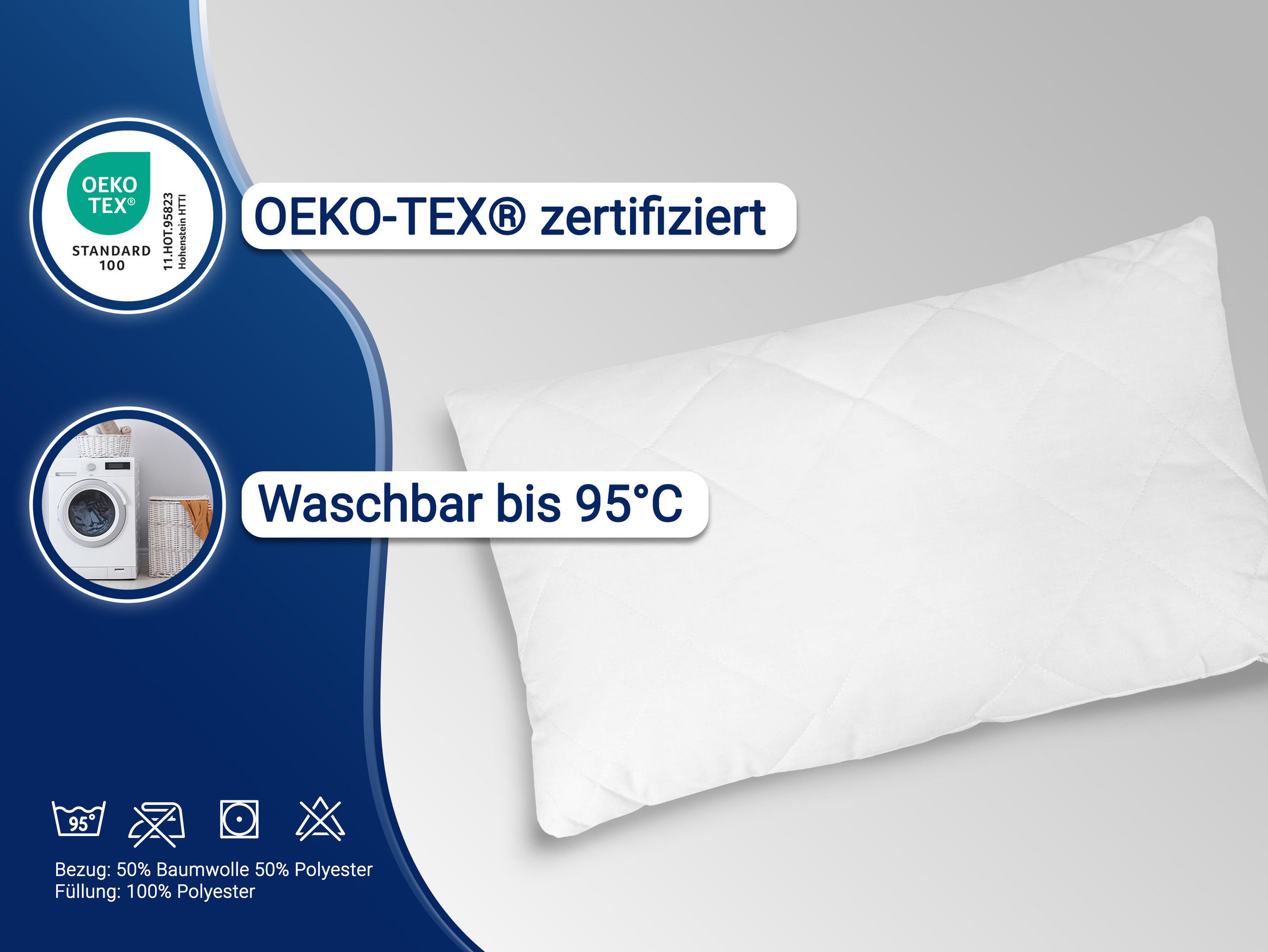 KISSEN, 2er-Set, 40x65 cm, 50% Polyester, 50% Baumwolle, Weiß - Weiß, Textil (40/65cm) - Zollner