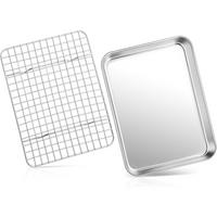 BACKBLECH mit Abkühlgitter 2-teiliges Set 26,5 x 20,5 cm - Silberfarben, Metall (20.5/2.5/26.4cm)