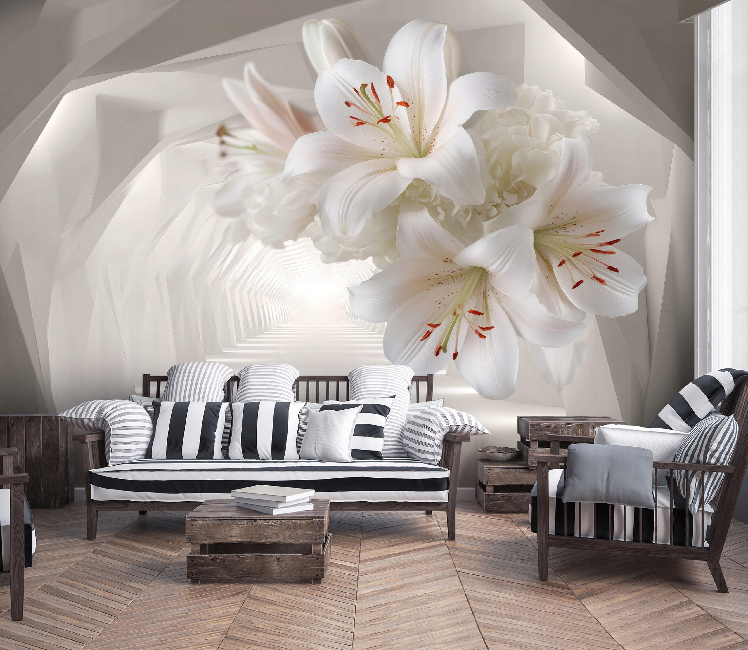 FOTOTAPETE 3D Abstrakt Beige 400x280 cm - Multicolor, Papier (400/280cm) - Wallarena