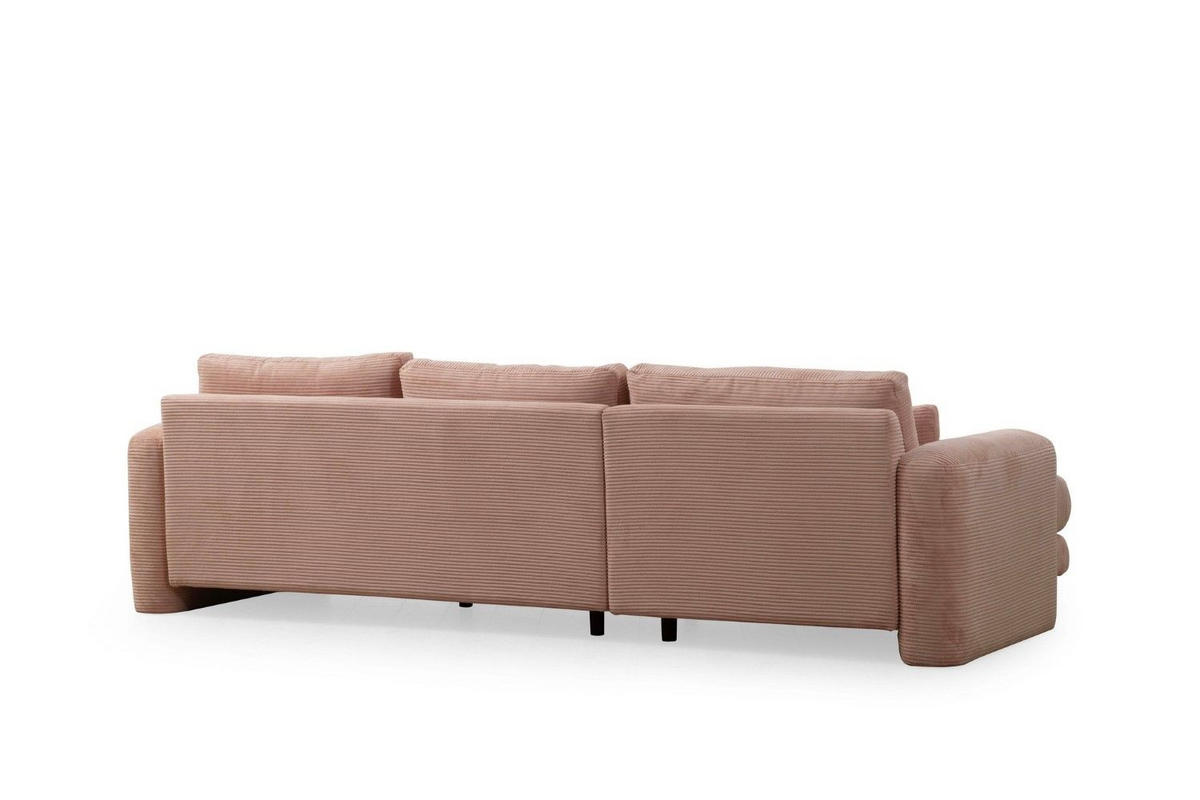 ECKSOFA mit losen Rückenkissen - Schwarz/Altrosa, Holz/Kunststoff (290/165cm) - myHomelando