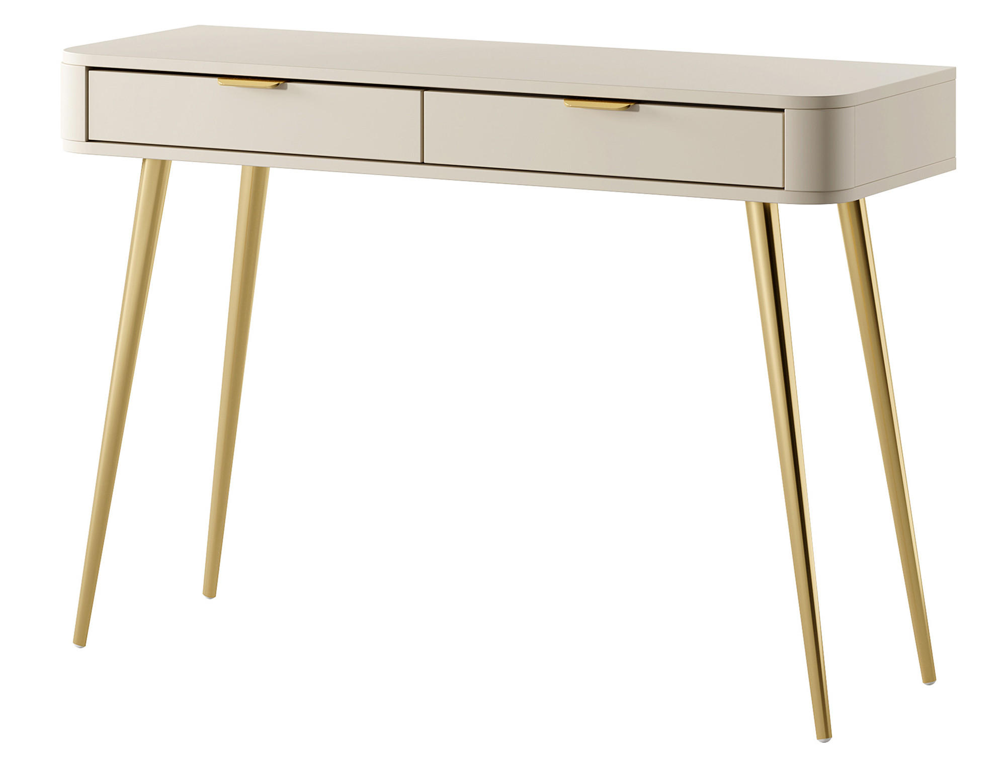 KONSOLENTISCH Oval Beige 112 cm - Beige/Goldfarben, Holzwerkstoff/Metall (38/112/78cm) - Selsey