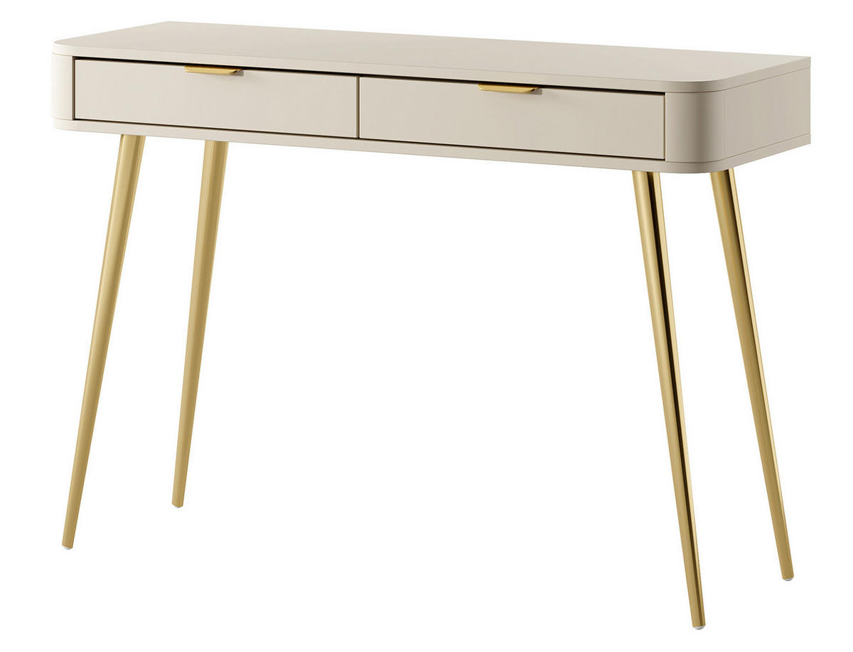 KONSOLENTISCH Oval Beige 112 cm - Beige/Goldfarben, Holzwerkstoff/Metall (38/112/78cm) - Selsey