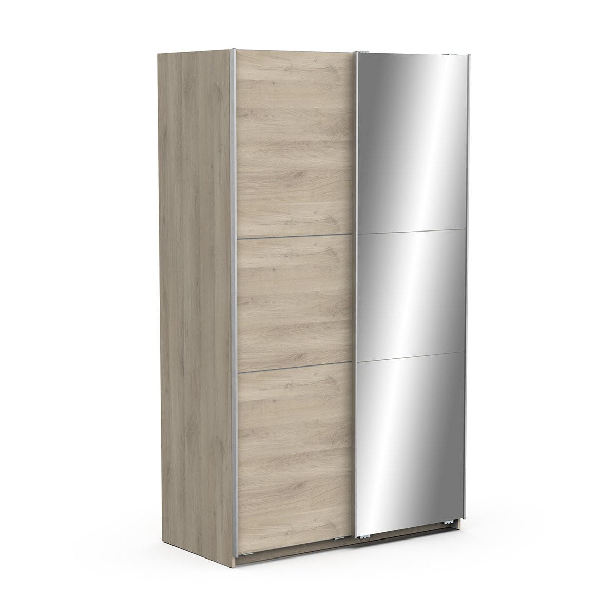 SCHRANK, 2 Schiebetüren mit Spiegel - GHOST - Eiche - 116,5 x 59,8 x 203 cm - Beige, Holz (59.8/203/116.5cm) - Demeyere