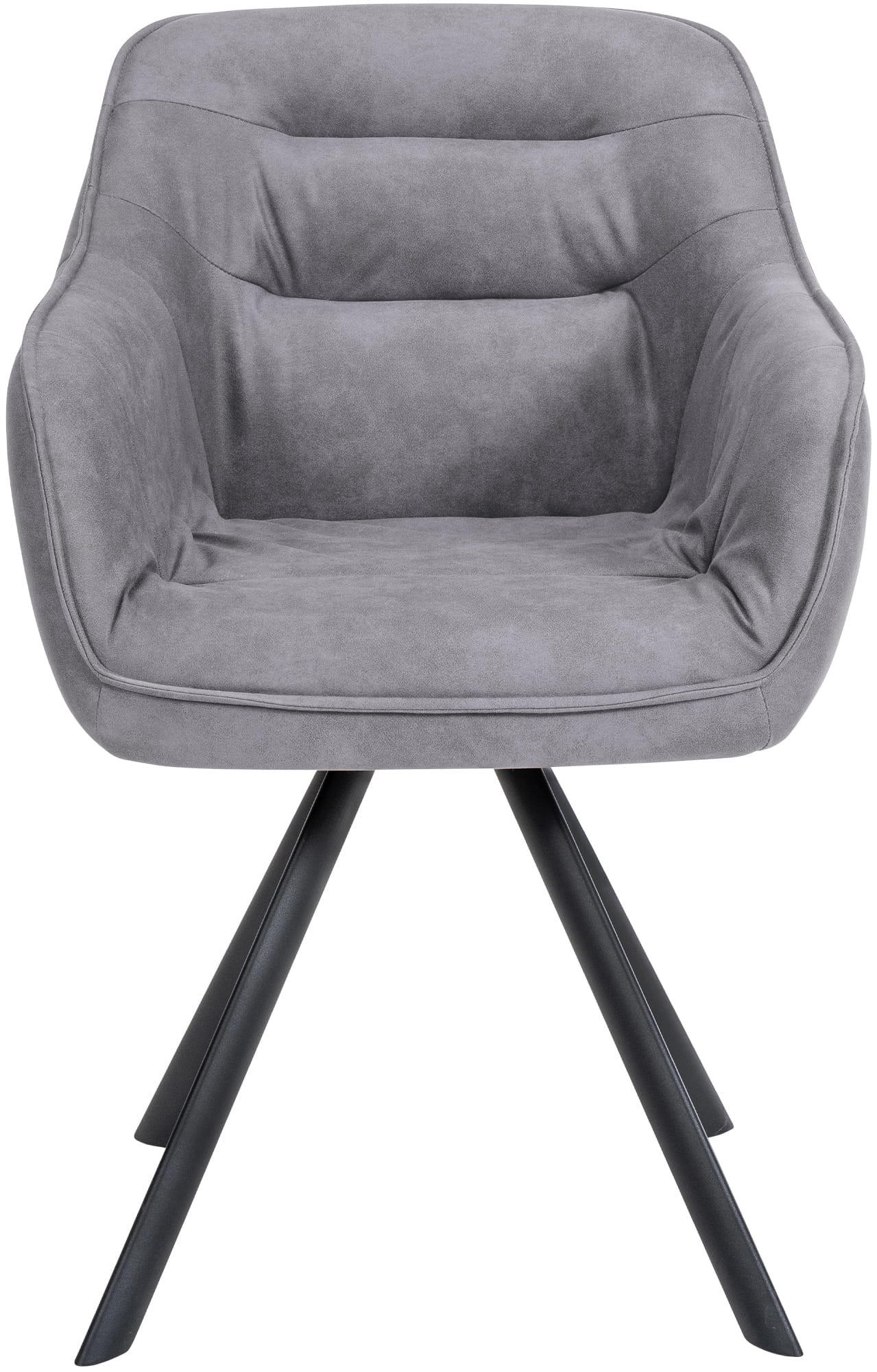 ARMLEHNENSTUHL Vintage Stoff grau - Schwarz/Grau, Textil/Metall (57/90/63cm) - CLP