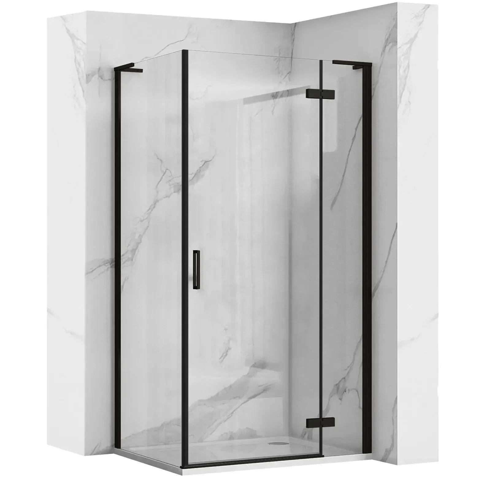 DUSCHKABINE Rea Hugo Black 90x80 - Schwarz, Glas (90/80/200.5cm) - REA