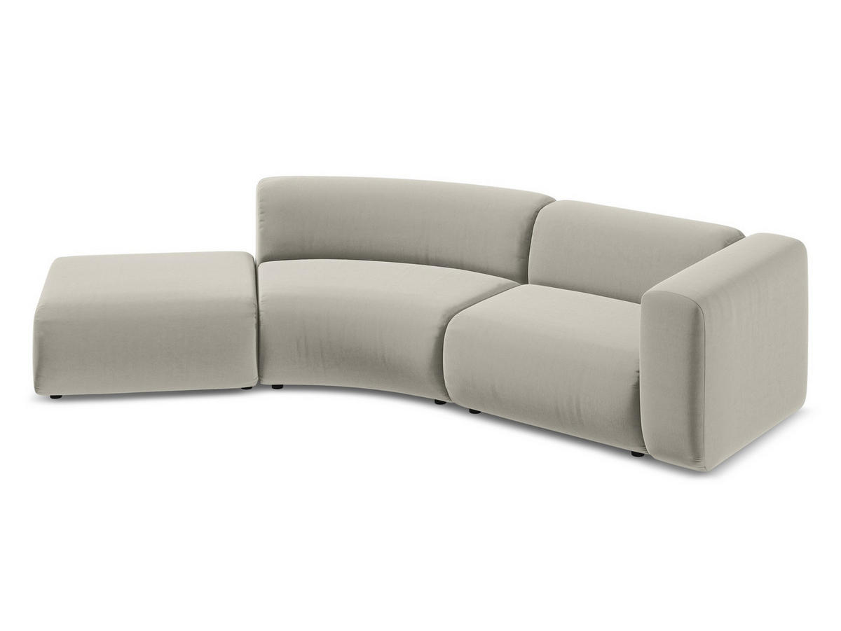 4-SITZER-SOFA Samt Stoff Creme - Perlmutt/Creme, Kunststoff/Textil (335/70/166cm) - Makamii