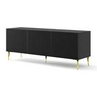 TV LOWBOARD Schwarz, Schwarz, Gold 150/56/42 - Goldfarben/Schwarz, Holzwerkstoff (150/56/42cm) - RAUMHIRSCH FURNITURE