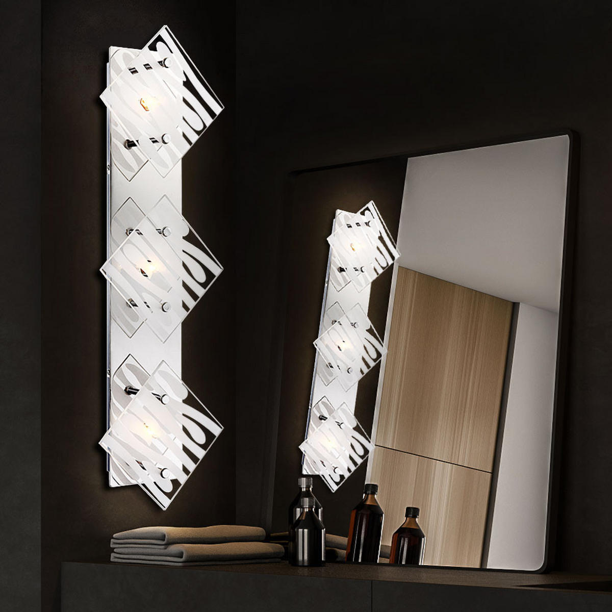 LED WANDLEUCHTE Carat Chrom Silber - Silberfarben, Glas (17/7.8/55cm) - Globo Lighting