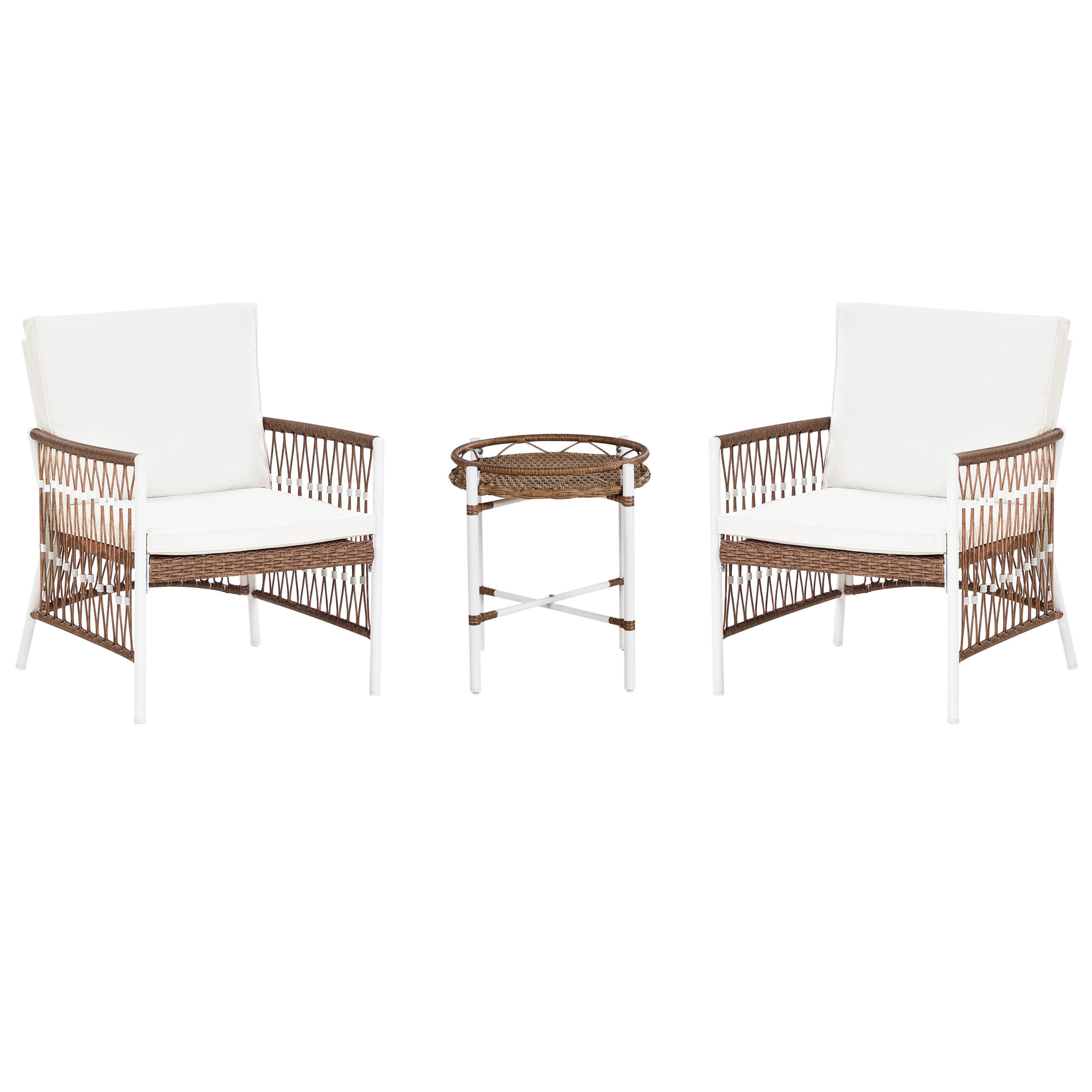BISTRO-SET 2-Sitzer Weiß Levico - Weiß/Braun, Metall - Beliani