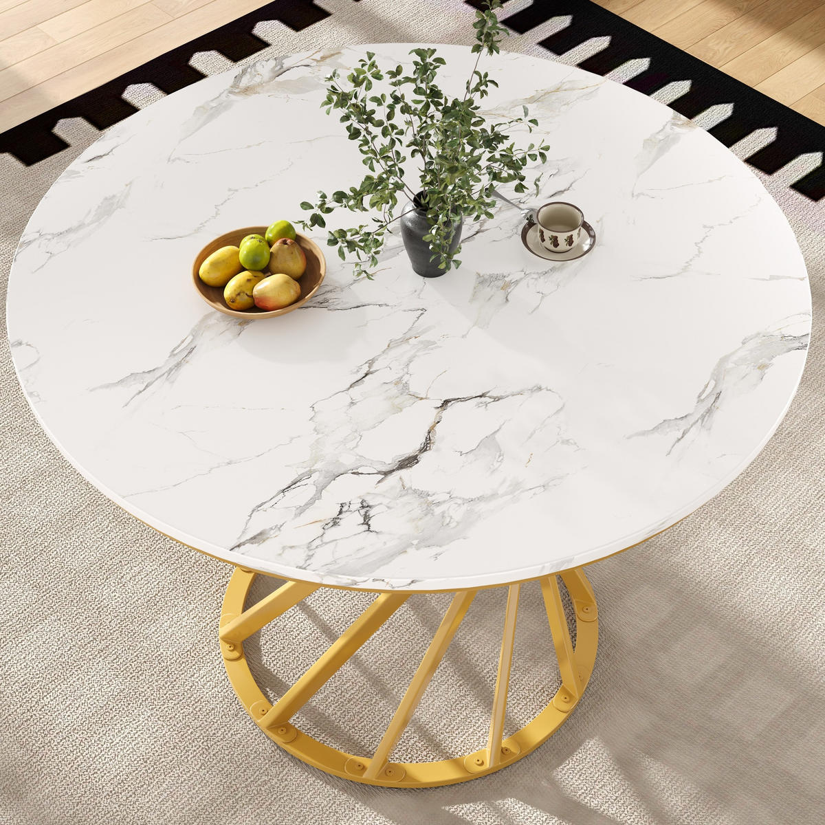 JÍDELNÍ stůl 80/80/76 cm s MDF deskou a nastavitelnými nohami, Zlatá/Bílá - zlatá, kompozitní dřevo (80/80/76cm) - Redom