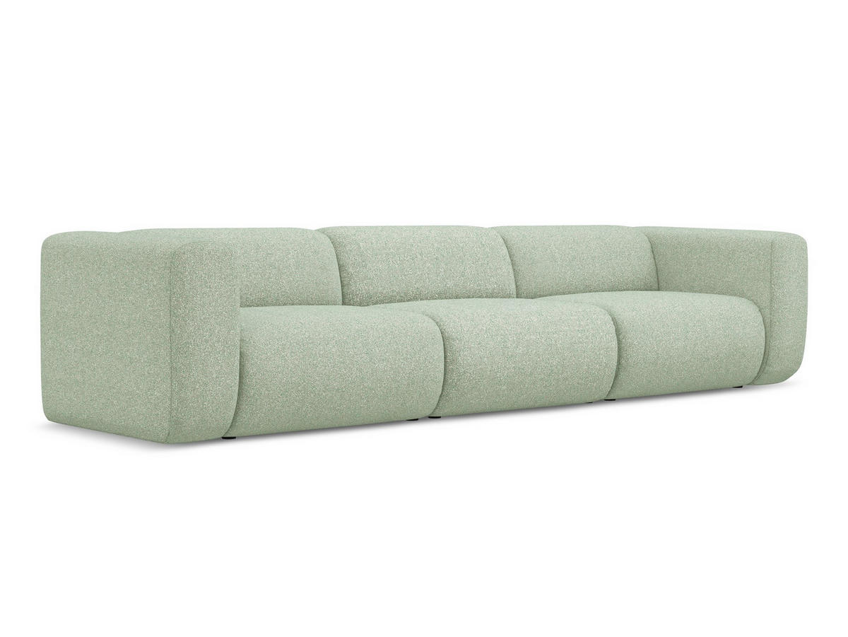 4-SITZER-SOFA Strukturstoff Stoff Grün - Schwarz/Hellgrün, Kunststoff/Textil (319/70/89cm) - Makamii