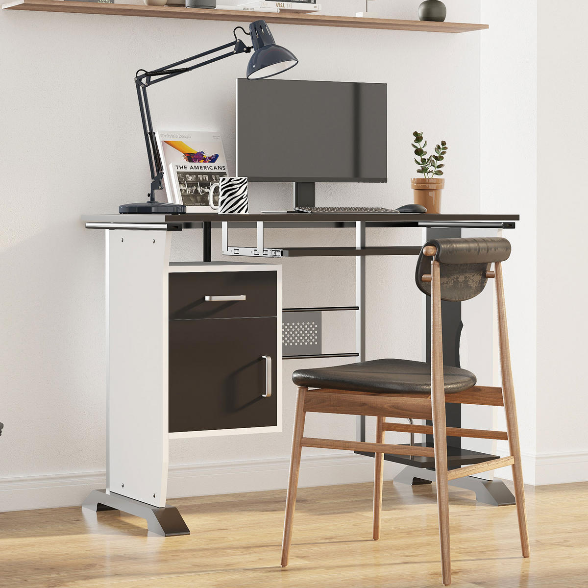 BÜROTISCH Schwarz und Silber 1 Stück - Multicolor, Holzwerkstoff (120/49/75cm) - GiPP
