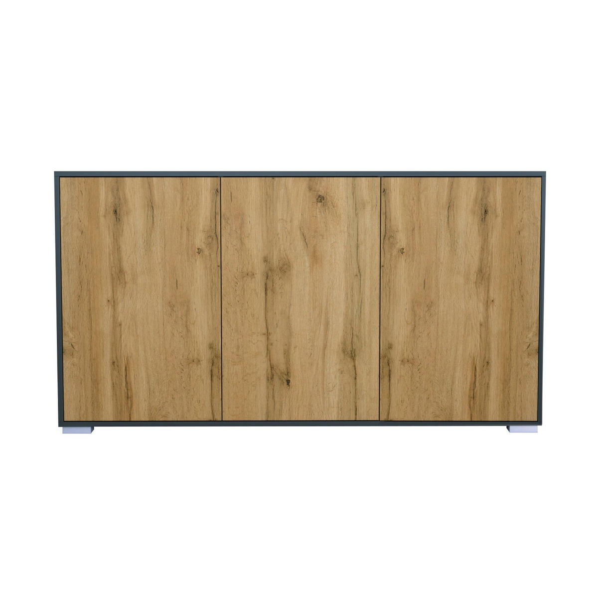 SIDEBOARD Elena, Kommode mit Push-to-Open, Made in Germany, Moderner Schrank, Anthrazit matt/Eiche Evoke (152,5 x 83 x 37 cm) - Eiche Wotan, Holzwerkstoff (152.5/83/37cm) - InnoFurn