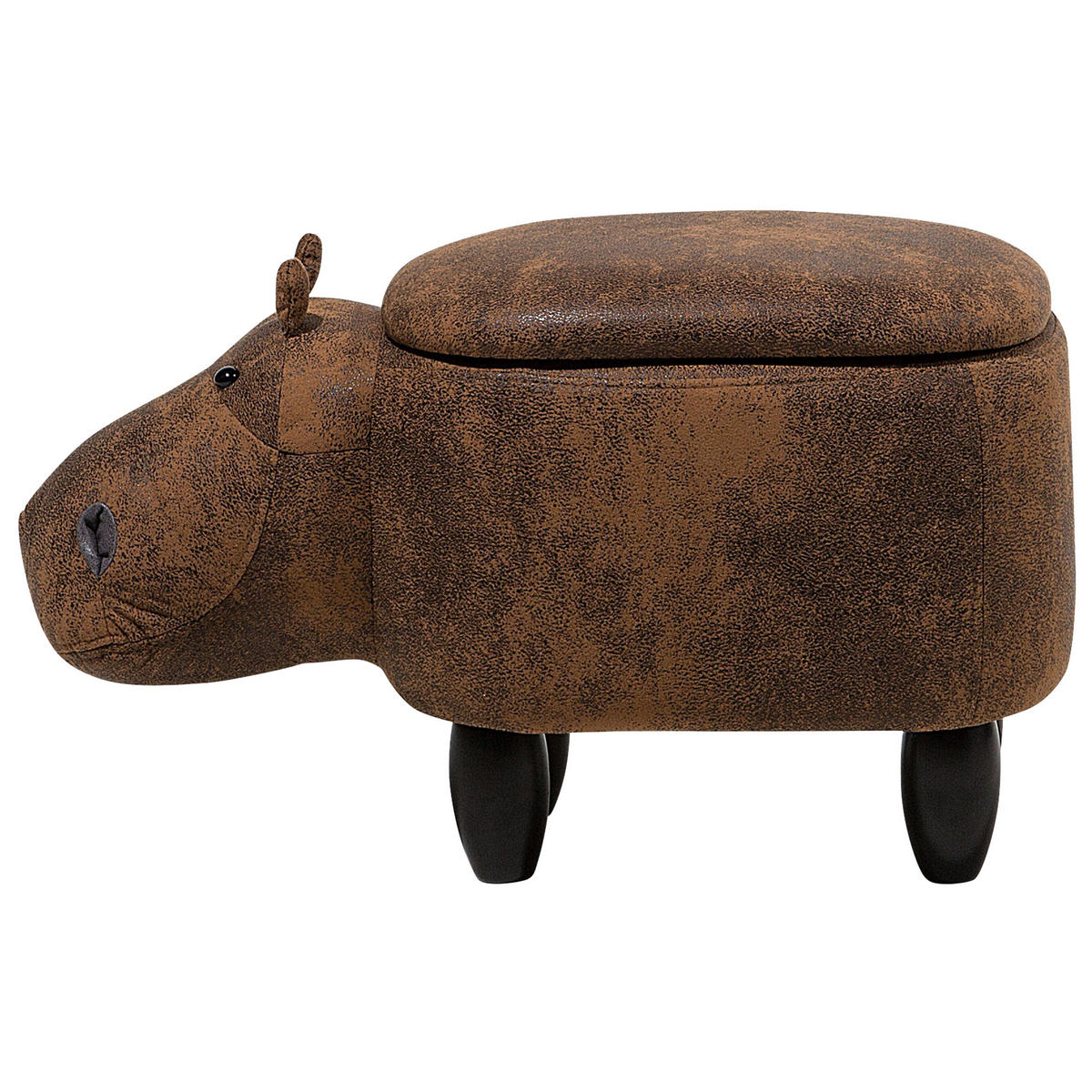 TIERHOCKER Hippo 60/32/35 cm - Braun, Kunststoff/Textil (32/35/60cm) - Beliani