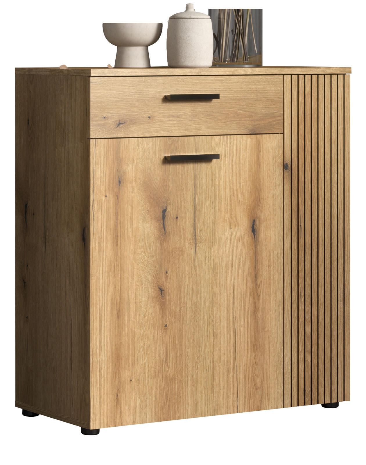 FLURKOMMODE Evoke Eiche 80 x 89 cm, Schuhschrank in modernem Stil - Eichefarben/Schwarz, Holzwerkstoff/Kunststoff (80/89/36cm) - Top.Furn