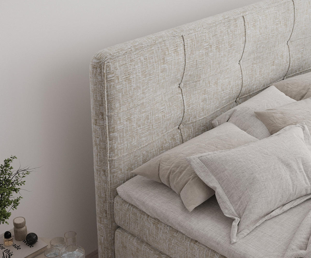 BOXSPRINGBETT Semplice Beige 160/200 cm - Beige/Schwarz, Holz/Holzwerkstoff (160/200cm) - Maison de Reve