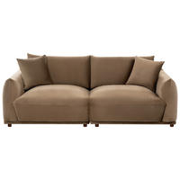 POHOVKA 3-místná Sametová látka Hnědá Jubek - hnědá, textil (214/81/104cm) - Beliani