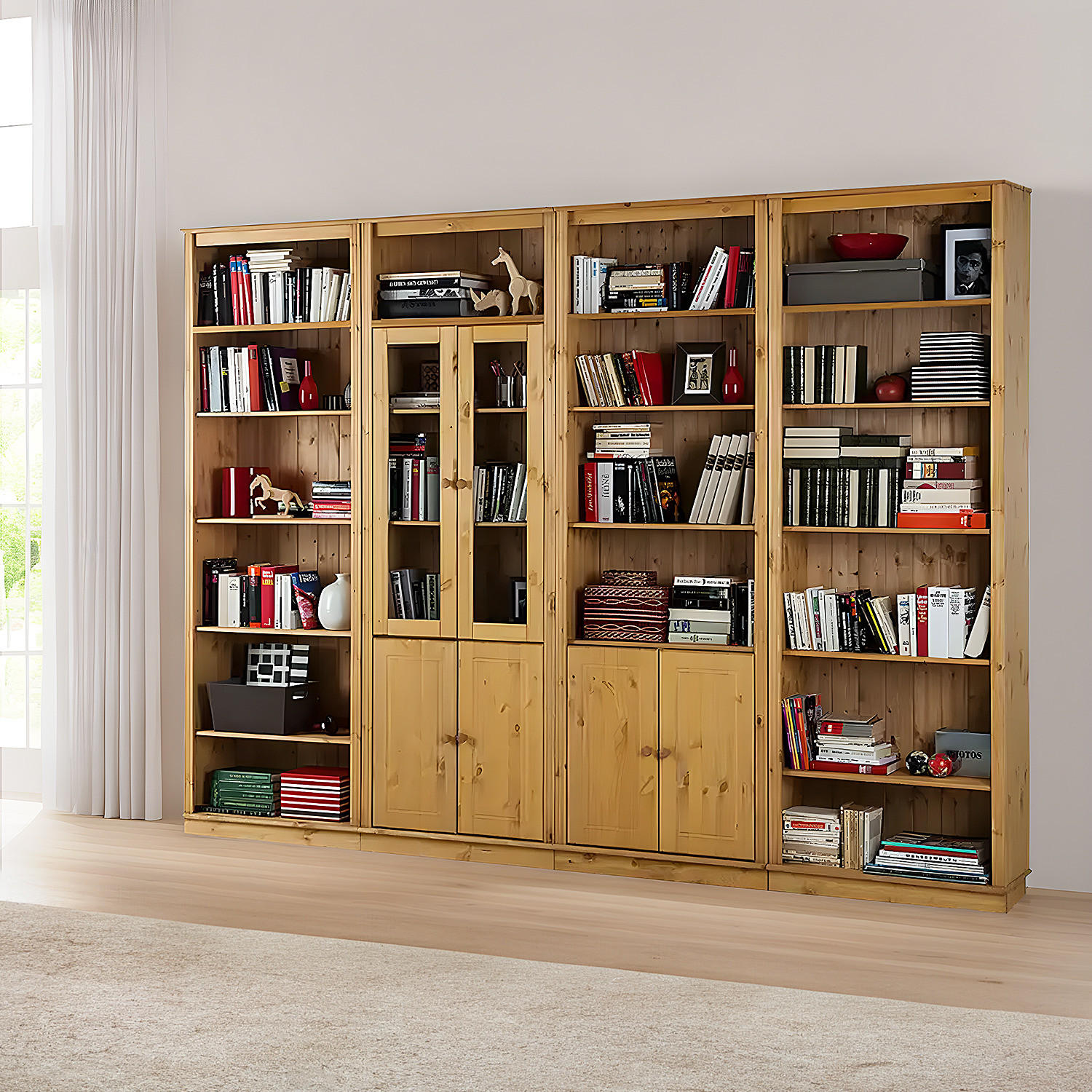 BÜCHERWAND - Kiefer massiv, Typ G - Kieferfarben, Holz (296/223/37cm) - home24