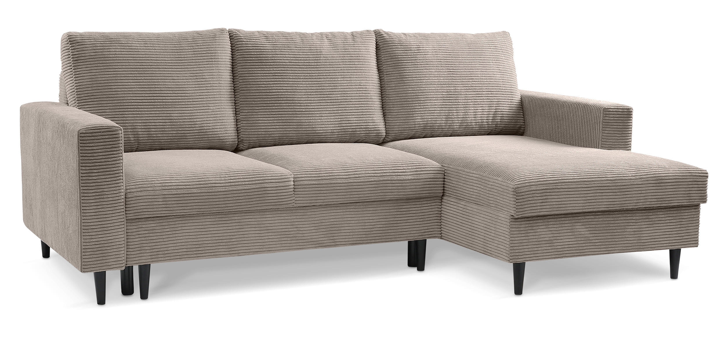 ECKSOFA Nalika Beige mit Cordbezug - Beige/Schwarz, Holz/Textil (230/143cm) - Selsey