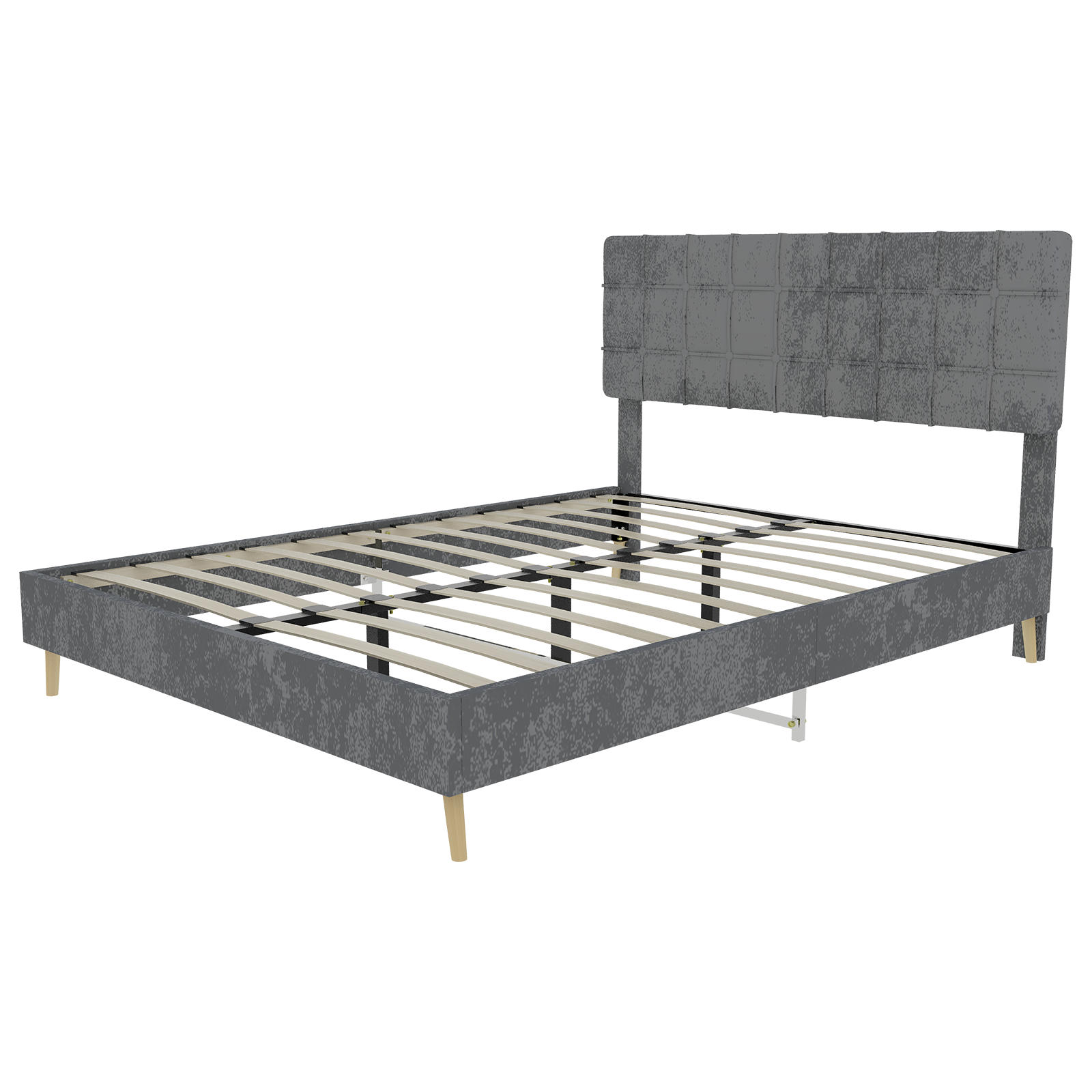 POLSTERBETT 160/200 cm in Grau Samt - Grau, Holzwerkstoff/Textil (160/200cm) - WISHDOR