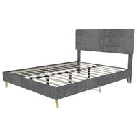 POLSTERBETT 160/200 cm in Grau Samt - Grau, Holzwerkstoff/Textil (160/200cm) - WISHDOR