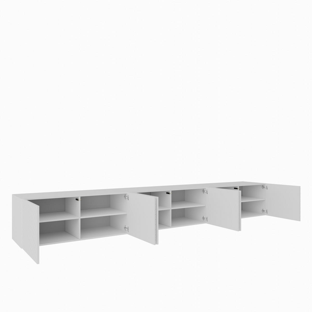 LOWBOARD CAVA 300/41/40 cm, Hängender TV-Schrank Weiß - Weiß, Holzwerkstoff (300/41/40cm) - MASSENO
