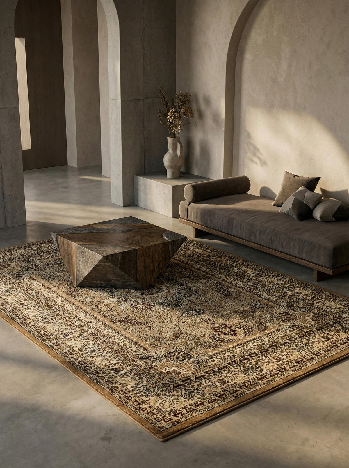 ORIENTTEPPICH Kurzflor Polypropylen saugroboter Wohnzimmer Beige Rechteckig 240x340 - Beige, Textil (240/340cm) - KADIMA DESIGN