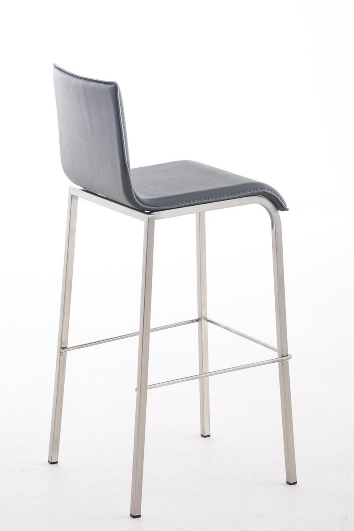 BARHOCKER Lederlook grau - Edelstahlfarben/Grau, Textil/Metall (43/103/51cm) - CLP