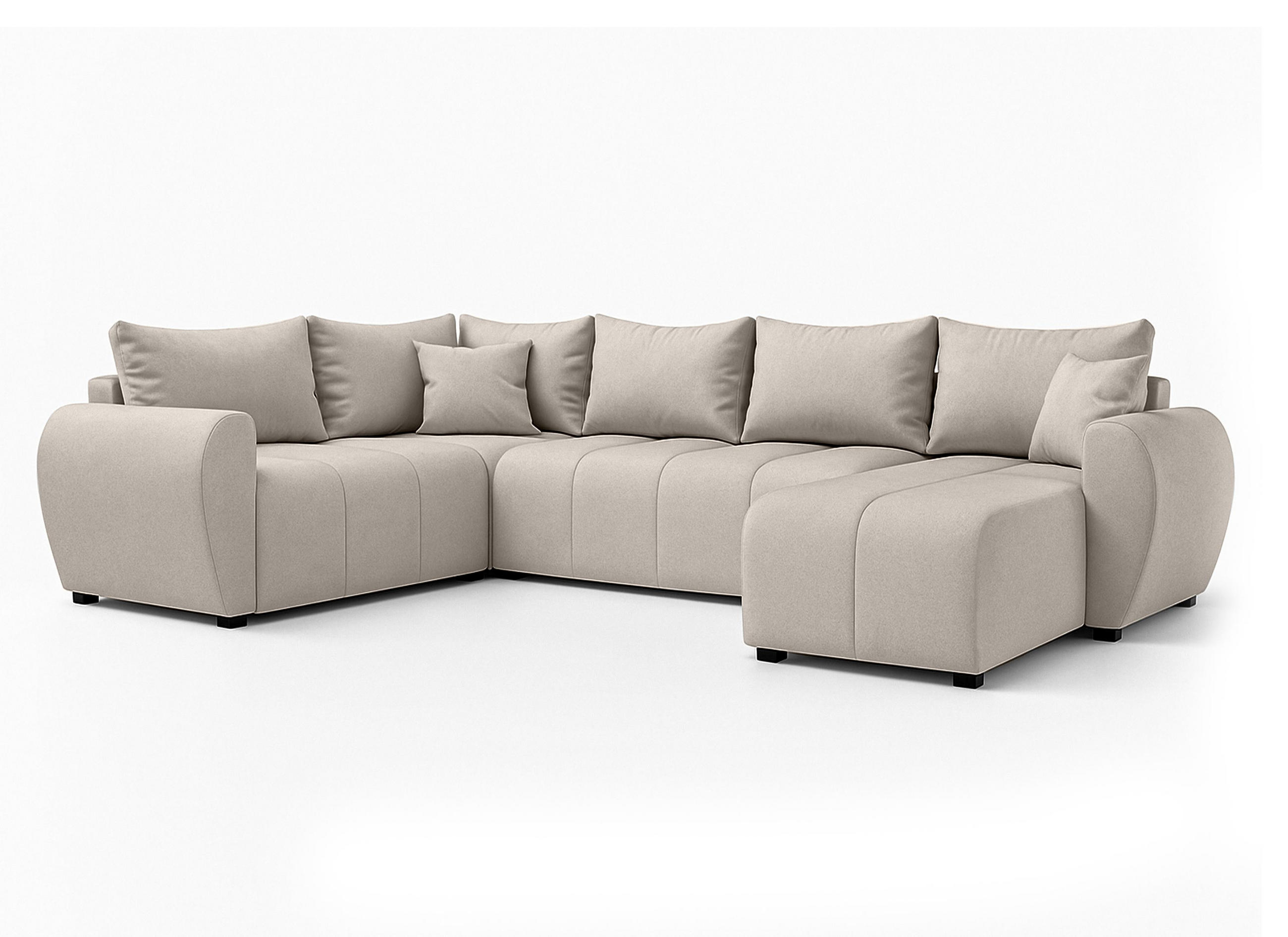 WOHNLANDSCHAFT Malatya U Form MAX Beige 311/145/82 cm mit Schlaffunktion - Beige/Schwarz, Kunststoff/Textil (303/82/208cm) - AX Living