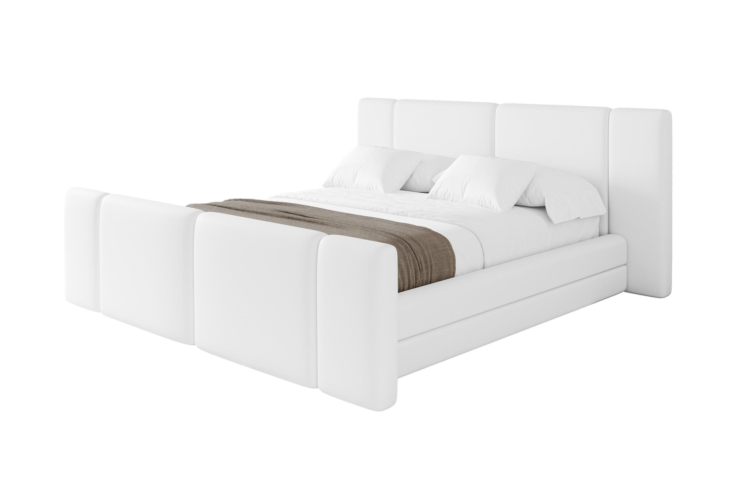 POLSTERBETT mit Bettkasten, Fußteil und Lattenrost, Bett mit Matratze H3/H4 - TEVO-Z 180x200 Weiß - Weiß Hochglanz, Holzwerkstoff/Textil (180/200cm) - ALTDECOR