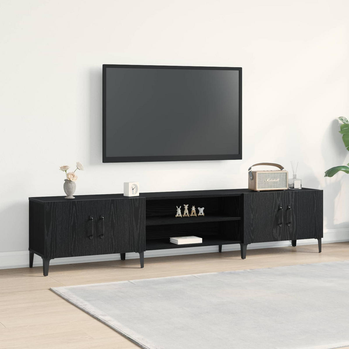 TV-SCHRÄNK Schwarz Eichen-Optik 180/31,5/40 Cm - Schwarz, Holzwerkstoff (31.5/40/180cm) - vidaXL