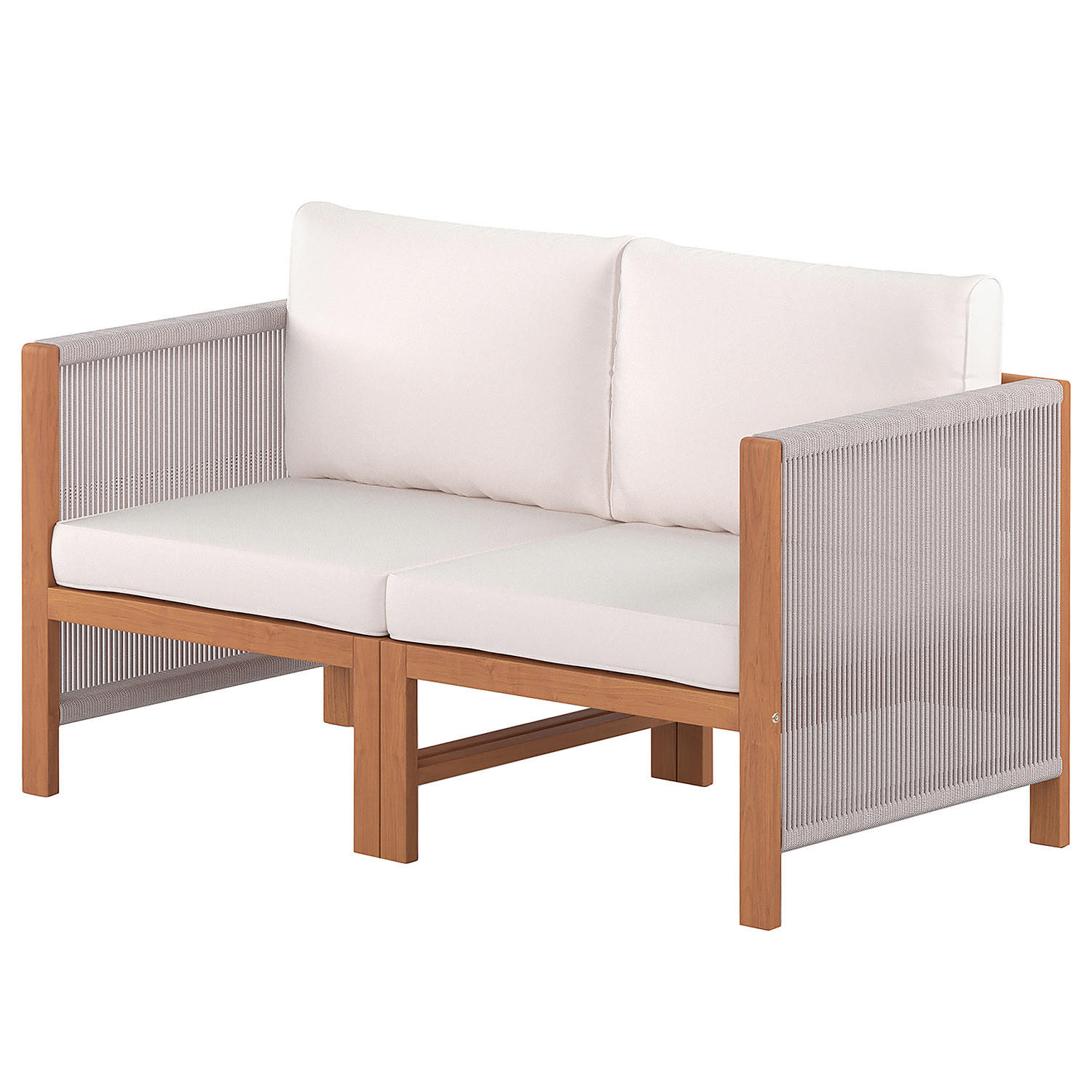 LOUNGESET - 2-teilig - Akazie massiv / Polyester - Braun / Beige - Beige/Braun, Holz/Textil - home24