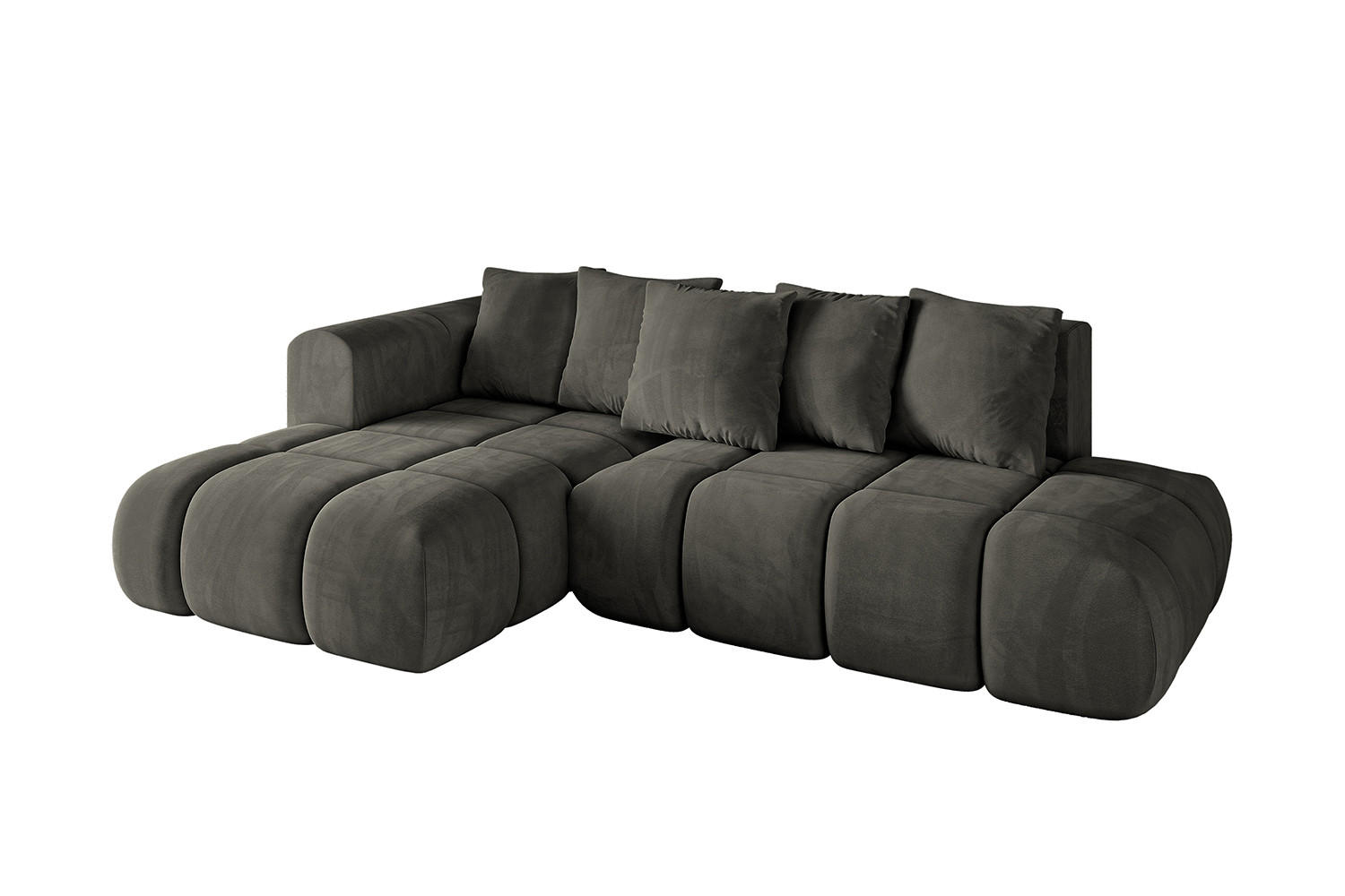 ECKSOFA Ottomane Links CLOUD-L-v1 289x180x40 Schwarz Velours - Schwarz, Holzwerkstoff/Kunststoff (180/289cm) - ALTDECOR