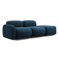 3-SITZER SOFA Rechts Chenille Stoff Blau - Blau/Braun, Holz/Textil (258/73/95cm) - Makamii
