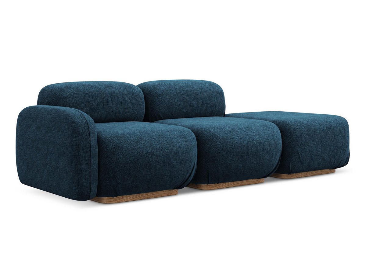3-SITZER SOFA Rechts Chenille Stoff Blau - Blau/Braun, Holz/Textil (258/73/95cm) - Makamii