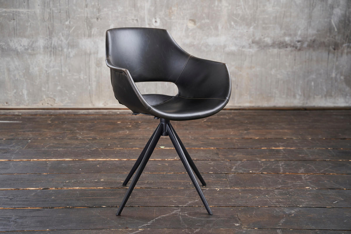 DREHSTUHL ZAJA Schwarz Kunstleder - Schwarz, Leder (57/85/59cm) - KAWOLA