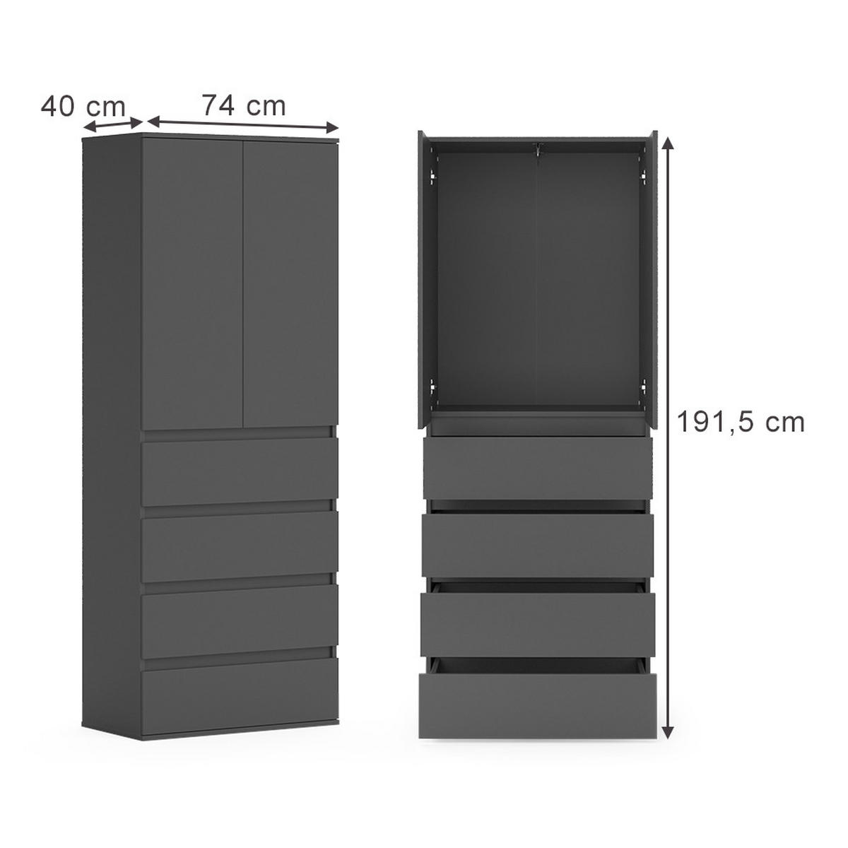 ŠATNÍ SKŘÍŇ Claus Antracit - antracitová, kompozitní dřevo (74/191.5/40cm) - Vicco