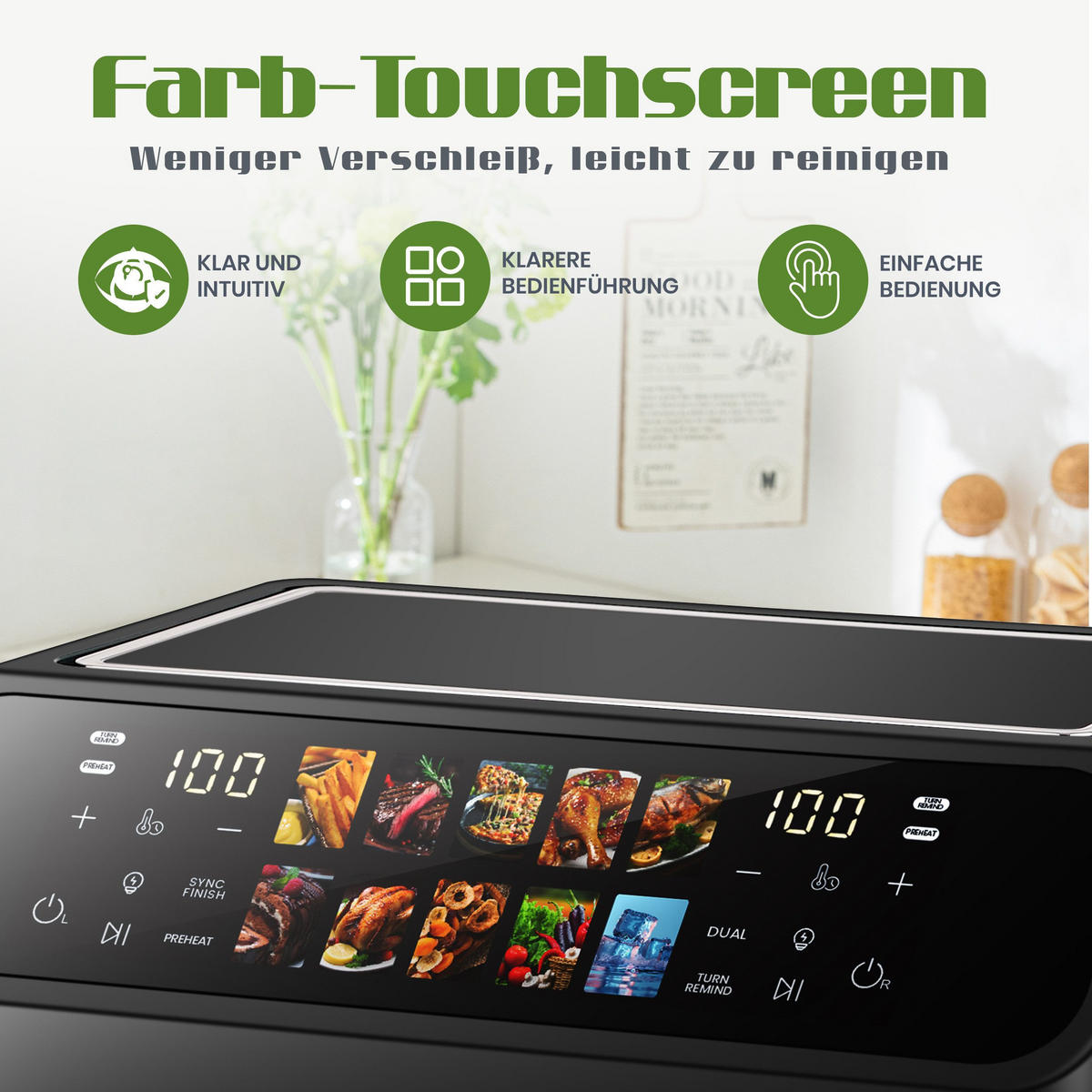 HEISSLUFTFRITTEUSE 9L 10-in-1 & Dual-Kammer, LED-Display - Schwarz, Metall (36/31/32cm)