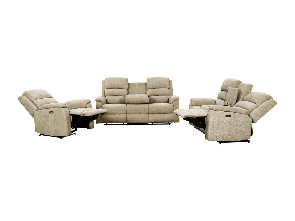COUCHGARNITUR mit Sessel - 6 Personen - Stoff - Taupe NEVERS - Taupe, Textil (187/103/95cm) - Vente-Unique
