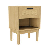 NACHTTISCH 2er Set in Eichenoptik mit Rattanfront und Schublade für Schlafzimmer - Naturfarben, Holz (30/55/40cm) - PARAFTA HOME