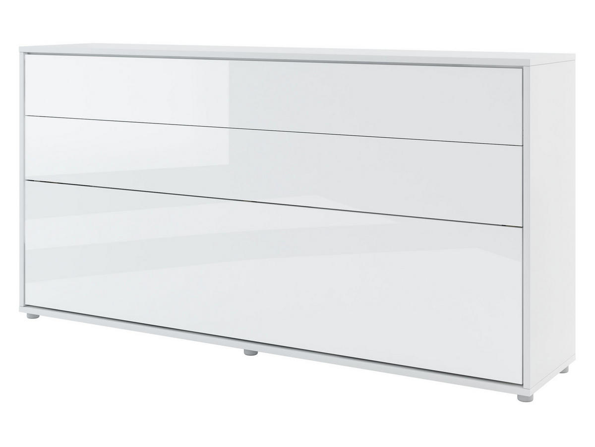 SCHRANKBETT Bed-Concept BC-06 90x200 mit LED-Lampe und LED Beleuchtung - Weiß Hochglanz/Grau, Holz/Holzwerkstoff (90/200cm) - MIRJAN24