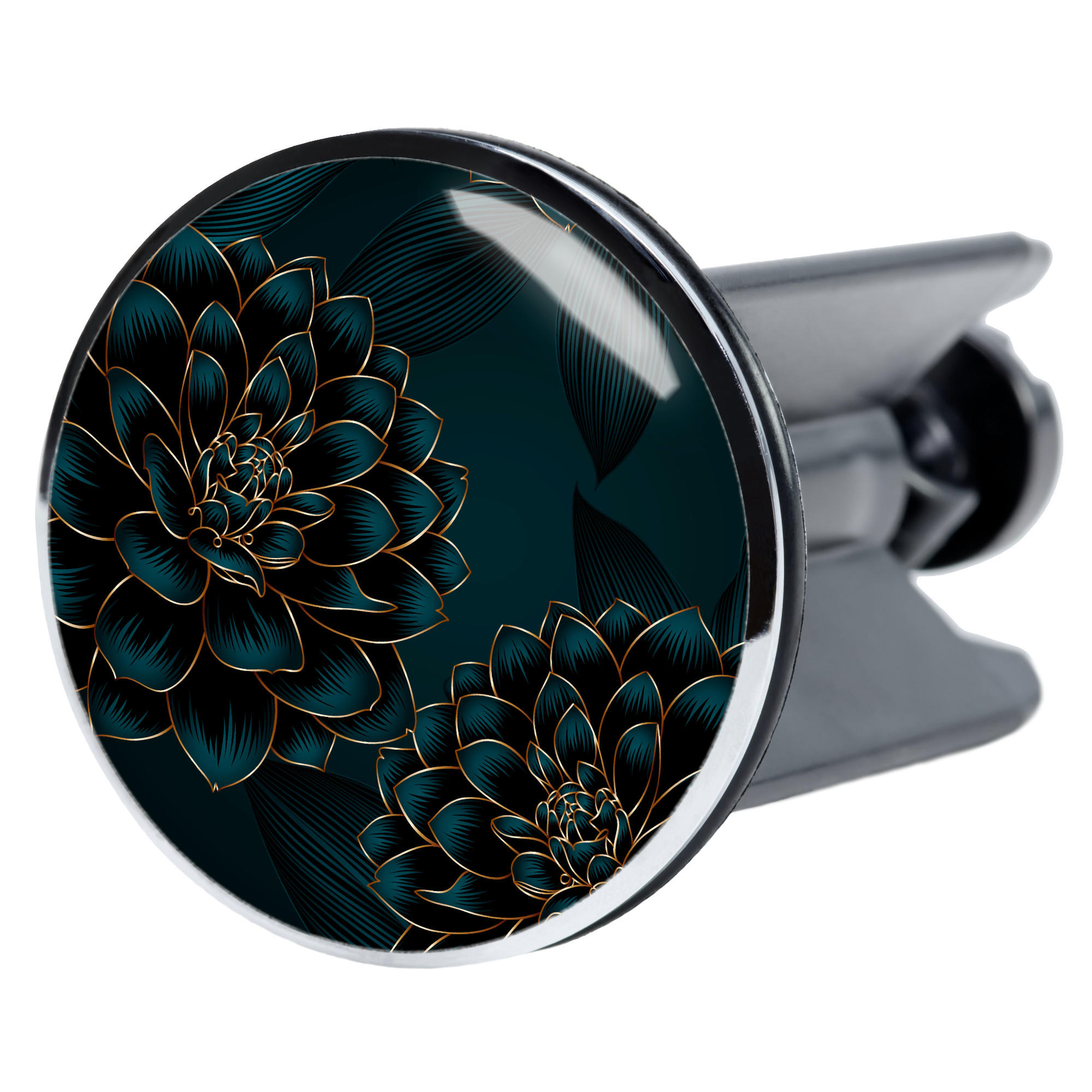 WASCHBECKENSTÖPSEL Dahlien - Blau, Kunststoff/Metall (4/7/7cm) - Sanilo